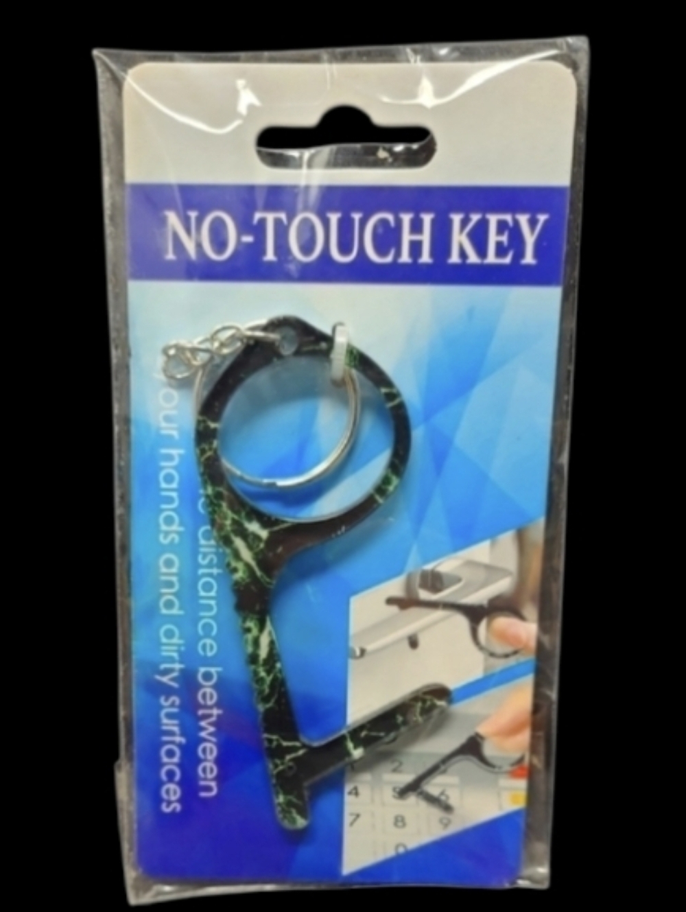 NEW IN PACKAGE NO-TOUCH KEY HAND TOOL KEYCHAIN